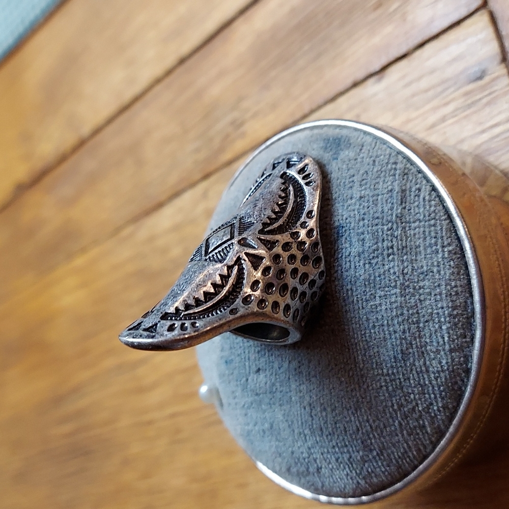 Vintage Large Long Silver Statement Ring - Picture 4 of 11